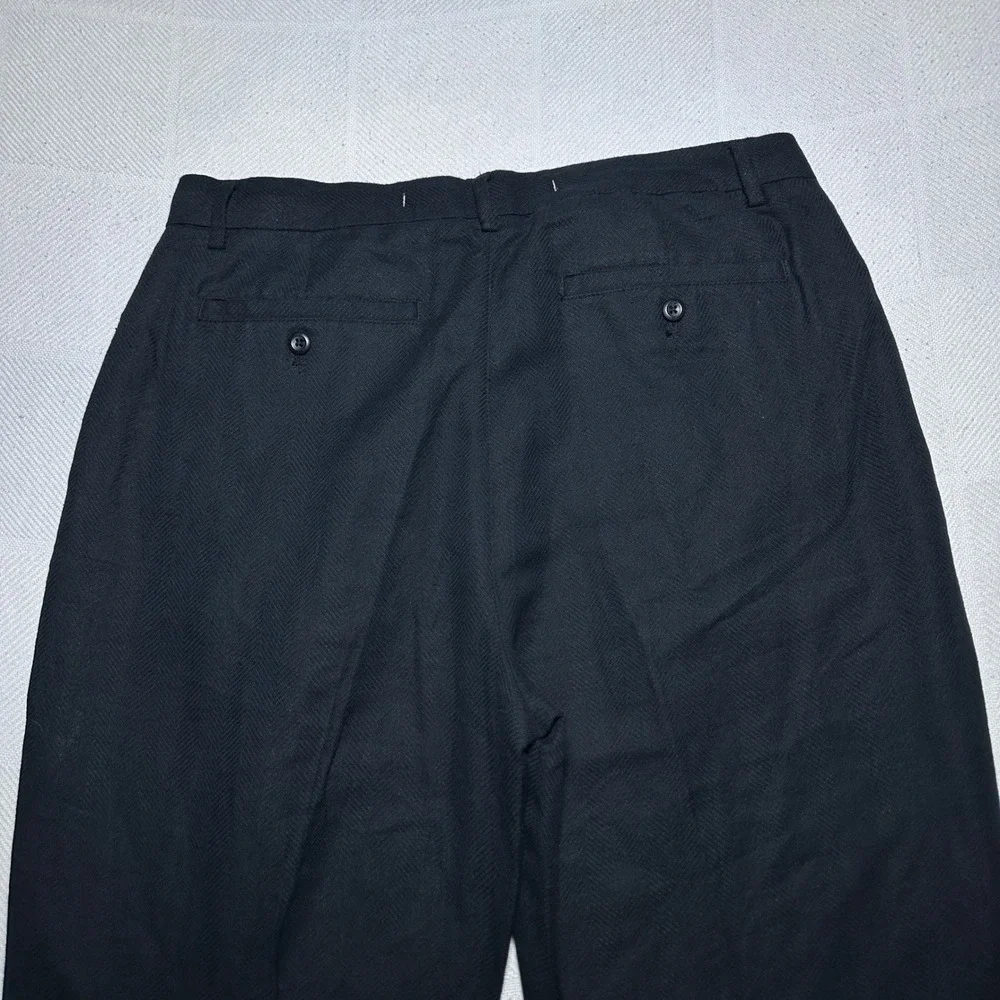 NEW Banana Republic Relaxed Wide Leg Pant 34x32 Pleated Linen Cotton Herringbone